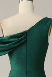 Mermaid One Shoulder Dark Green Long Formal Dress