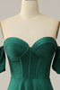Load image into Gallery viewer, A Line Off the Shoulder Dark Green Long Formal Dress