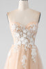 Load image into Gallery viewer, A-Line Champagne Strapless Corset Formal Dress with Appliques