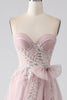 Load image into Gallery viewer, Sparkly A Line Strapless Tulle Formal Dress with Bow