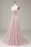 Tulle Sweetheart Light Pink Corset Formal Dress