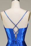 Royal Blue Spaghetti Straps Mermaid Long Formal Dress With Slit