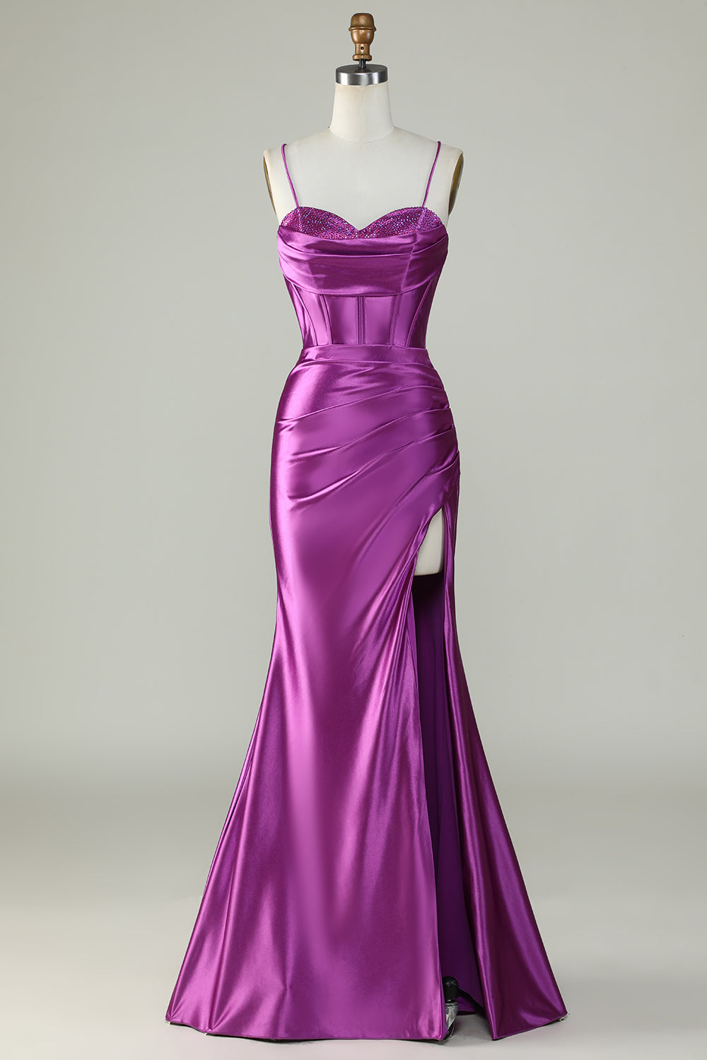 Royal Blue Spaghetti Straps Mermaid Long Formal Dress With Slit