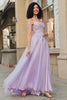 Load image into Gallery viewer, Gorgeous A Line Off the Shoulder Purple Corset Formal Dress with Appliques