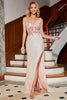 Load image into Gallery viewer, Beaded Mermaid Glitter Pink Formal Dress with Slit