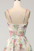 Load image into Gallery viewer, A-Line Flower Printed Ivory Formal Dress with Slit