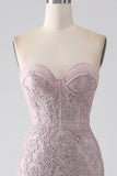 Sparkly Strapless Mermaid Corset Formal Dress with Appliques