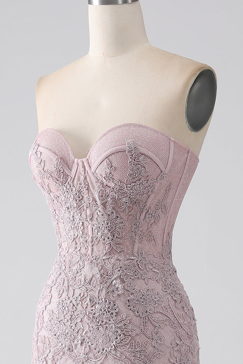 Load image into Gallery viewer, Sparkly Strapless Mermaid Corset Formal Dress with Appliques