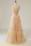 Champagne Embroidery Long Formal Dress