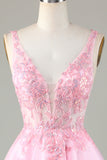 Pink Glitter Cute Short Formal Dress with Appliques