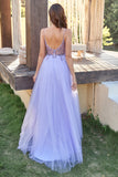 Lavender Tulle A-line Formal Dress with Beading