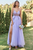 Load image into Gallery viewer, Lavender Tulle A-line Formal Dress with Beading