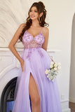 Purple Beading Tulle Formal Dress