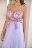 Purple Beading Tulle Formal Dress