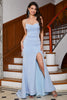 Load image into Gallery viewer, Sparkly Mermaid Light Blue Formal Dress with Slit
