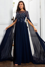 Navy Mother of the Bride Dress with Appliques