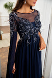 Navy Mother of the Bride Dress with Appliques