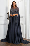 Gorgeous A Line Dark Grey Mother of the Bride Dress with Appliques