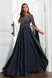 Gorgeous A Line Dark Grey Mother of the Bride Dress with Appliques