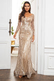 Mermaid Golden Mother of the Bride Dress with Long Sleeves