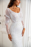 Mermaid White Mother of the Bride Dress Long Sleeves
