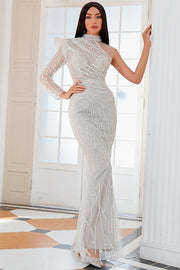 Apricot Beaded Sequin Mermaid Formal Dress
