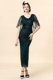 Dark Green Sequin Mother Of Bride Dress