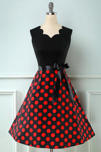 Red Dots Vintage 1950s Dress