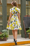 Vintage Lemon Print 1950s Swing Dress