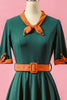 Load image into Gallery viewer, Green Patchwork V Neck Swing Party Dress