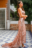 Champagne Sequins Prom Dress