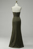 Load image into Gallery viewer, Green Strapless Satin Formal Dress with Slit