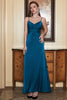 Load image into Gallery viewer, Spaghetti Straps Blue Simple Formal Dress with Ruffles