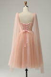 A Line Blush Sweetheart Midi Formal Dress