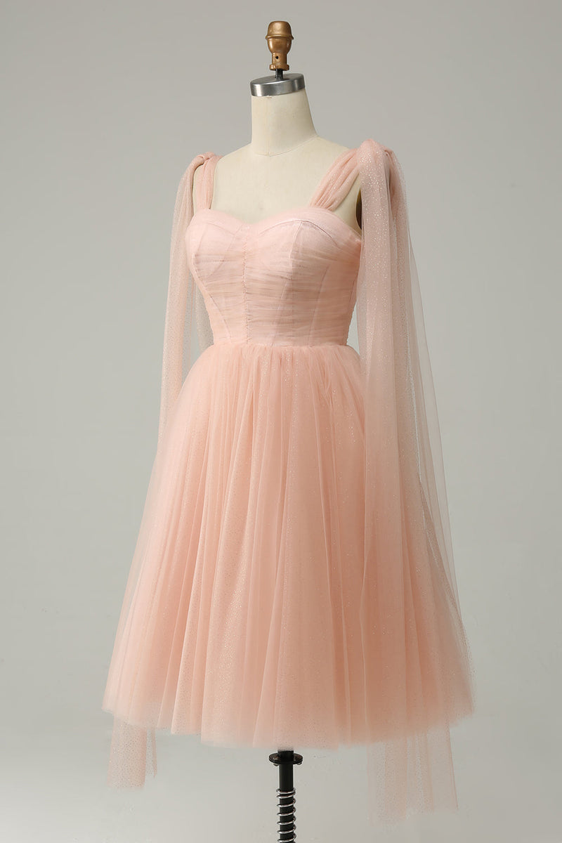 Load image into Gallery viewer, A Line Blush Sweetheart Midi Formal Dress