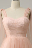 A Line Blush Sweetheart Midi Formal Dress