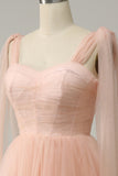 A Line Blush Sweetheart Midi Formal Dress