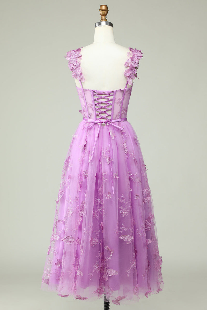 Load image into Gallery viewer, Purple A Line Butterflies Appliques Formal Dress
