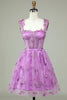 Load image into Gallery viewer, Cute A Line Sweetheart Purple Corset Short Formal Dress with Appliques