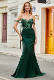 Dark Green Mermaid Formal Dress with Ruffles