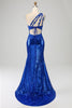 Load image into Gallery viewer, One Shoulder Royal Blue Mermaid Formal Dress with Slit