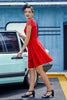 Load image into Gallery viewer, Lace Red Crepe Dress