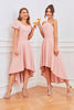 Load image into Gallery viewer, Pink A Line Halter High Low Homecoming Dress