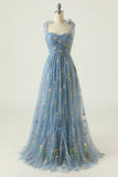 Champagne Embroidery Long Formal Dress