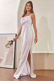 Simple Ivory Satin Wedding Dress