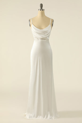 Ivory Satin Simple Bridal Dress