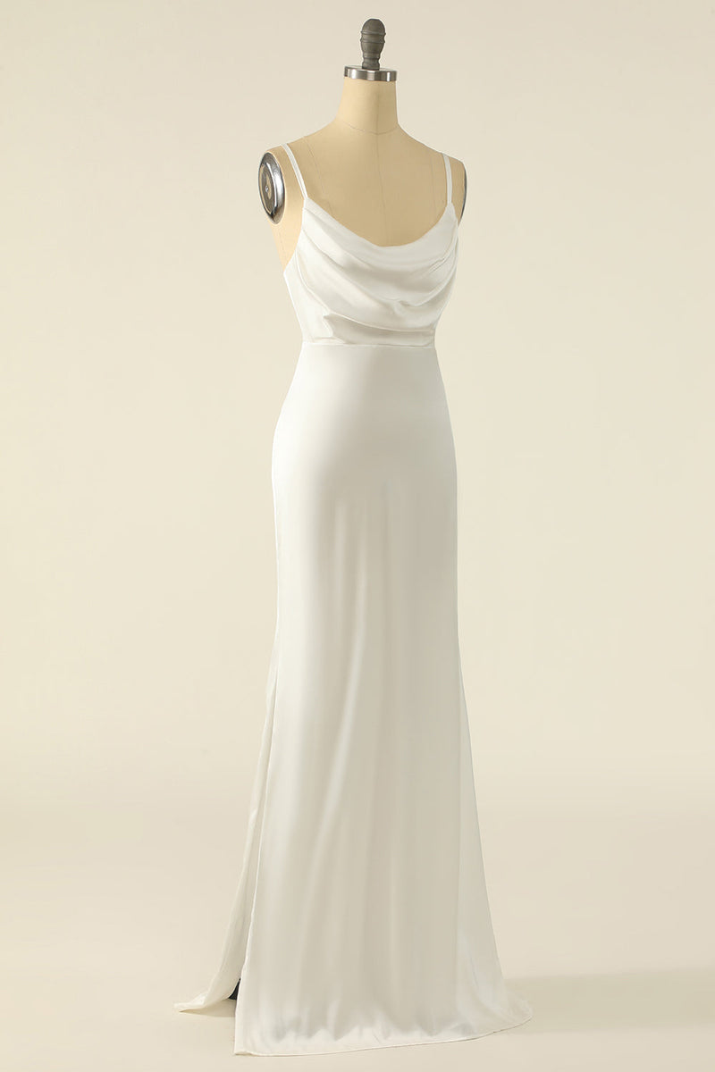 Load image into Gallery viewer, Ivory Satin Simple Bridal Dress
