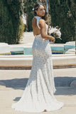 Ivory Open Back Boho Lace Wedding Dress