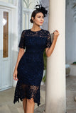 Navy Lace Mermaid Mother of the Bride Dress