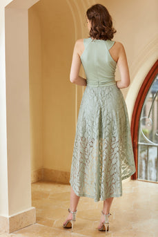 High Low Mint Formal Dress with Lace